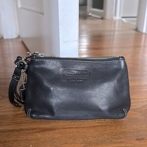 Black Leather Coach Wristlet
